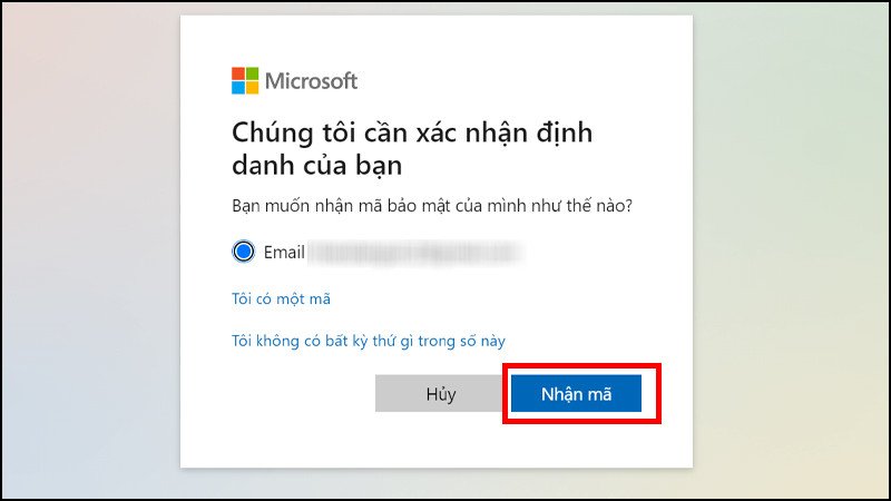 Nhập email để nhận mã xác minh khôi phục mật khẩu