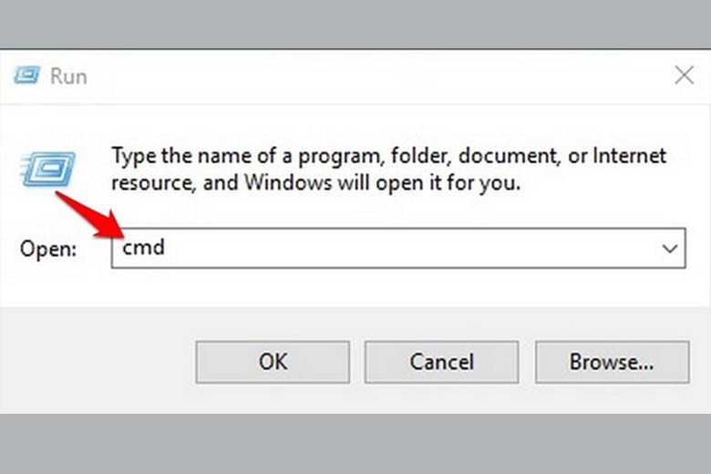 Nhập lệnh cmd để mở Command Prompt trên laptop Asus