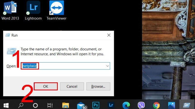 Nhập lệnh netplwiz vào hộp thoại Run