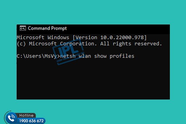 Nhập lệnh "netsh wlan show profiles" để xem các mạng đã lưu