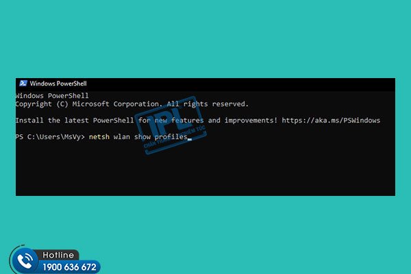 Nhập lệnh "netsh wlan show profiles" trong PowerShell