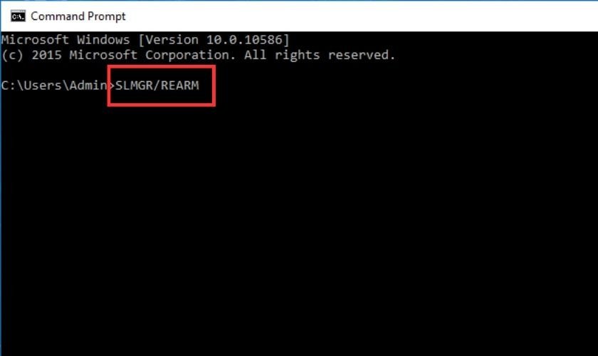 Nhập lệnh SLMGR REARM để sửa lỗi hiển thị Asus