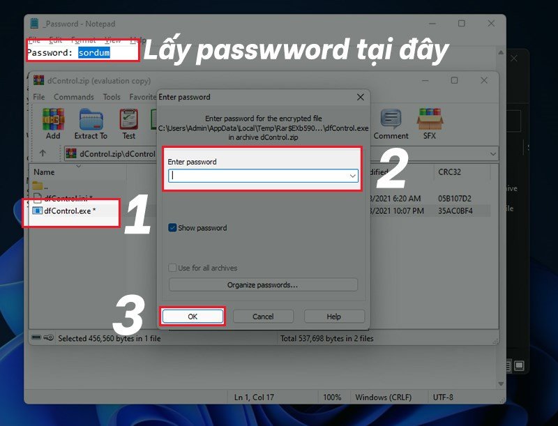 Nhập mật khẩu để khởi chạy công cụ tắt diệt virus Defender Control