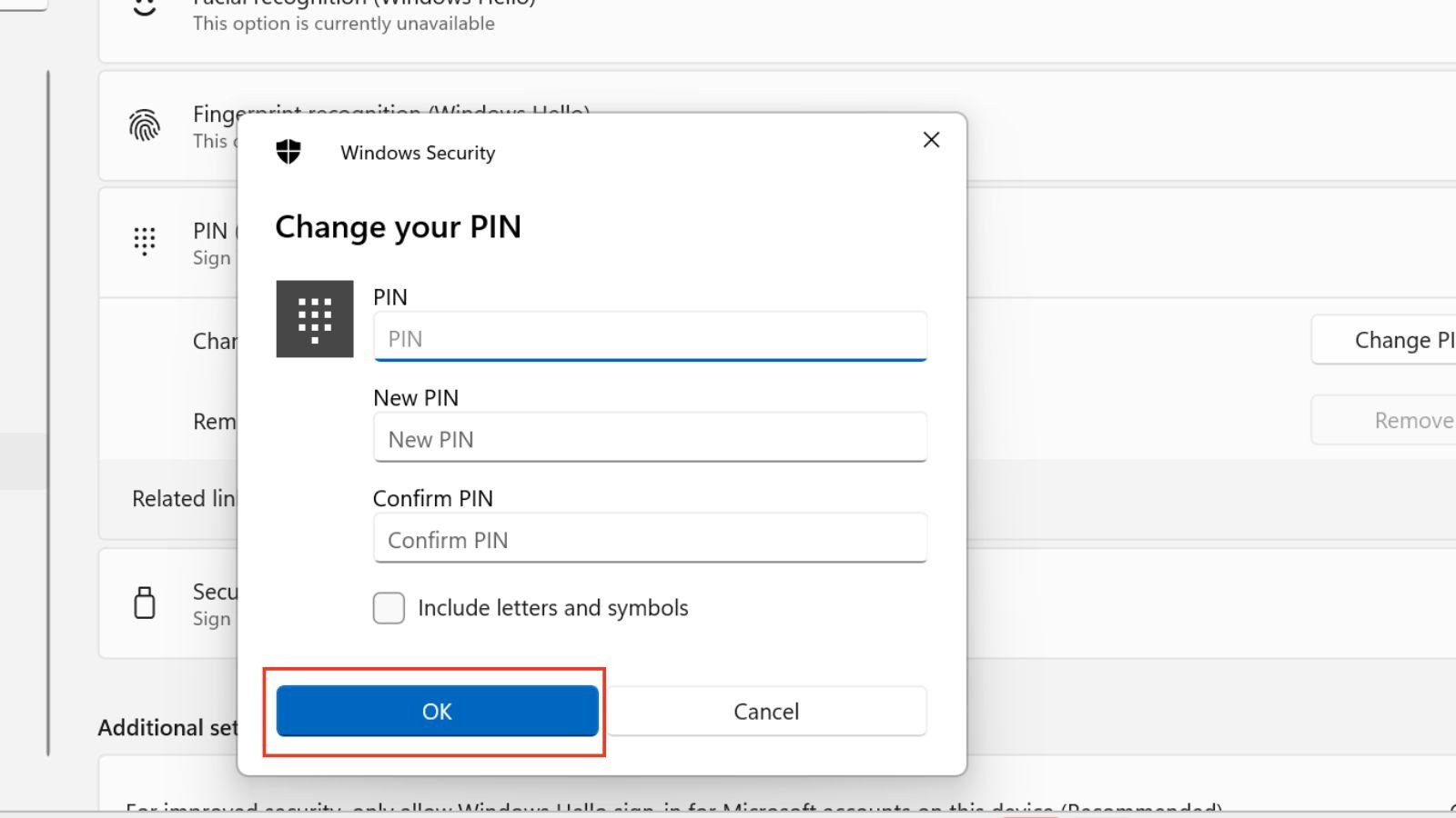 Nhập mật khẩu mới cho laptop Windows 11