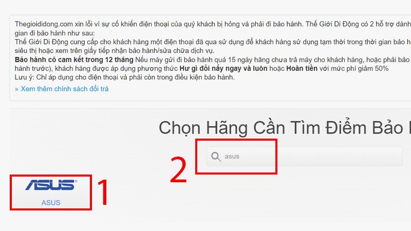 Nhập tên hãng laptop muốn tra cứu thông tin bảo hành và hỗ trợ