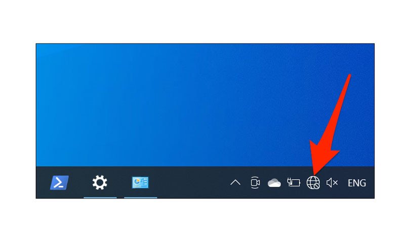 Nhấp vào biểu tượng mạng trên thanh tác vụ