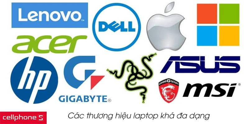 Nhiều thương hiệu laptop uy tín có chương trình trả góp 0 lãi suất, đa dạng lựa chọn.