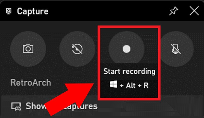 Nút Bắt đầu ghi trên thanh công cụ Capture