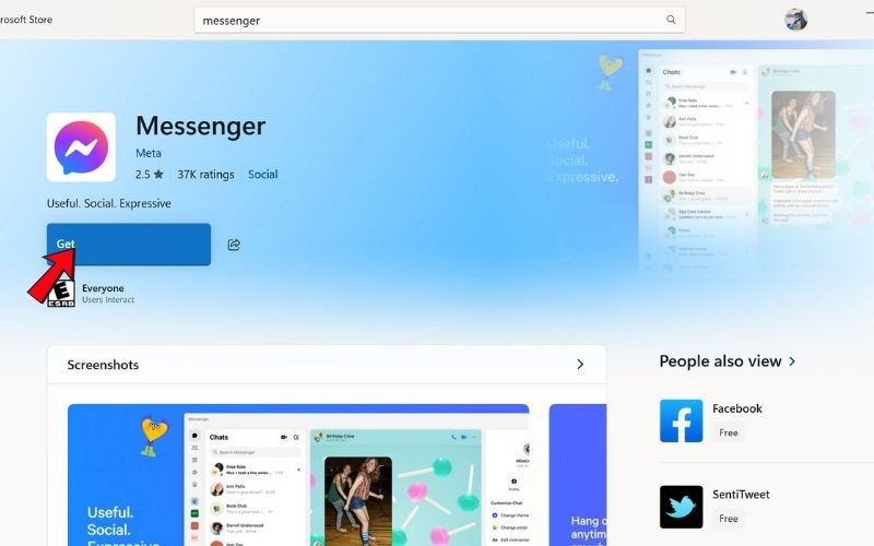 Nút "Cài đặt" để download Messenger về máy tính laptop từ Microsoft Store