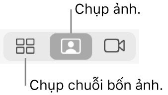 Nút chụp ảnh đơn và chụp 4 ảnh liên tiếp trong Photo Booth trên laptop
