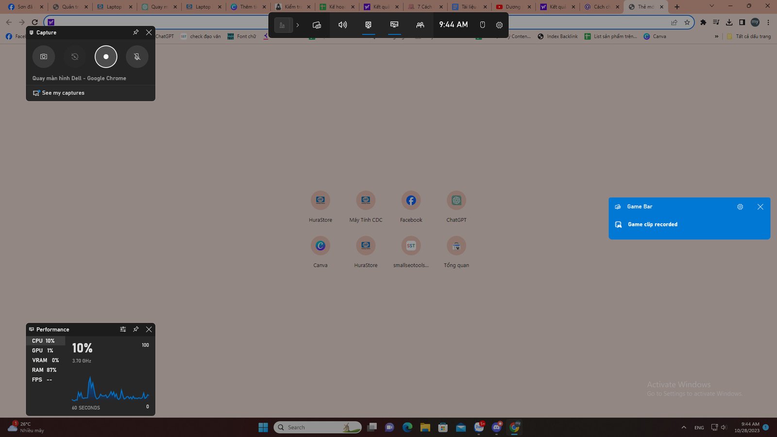 Nút dừng quay video màn hình trên laptop Dell bằng Game Bar