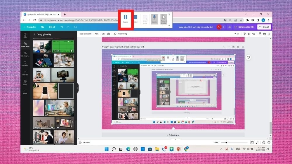 Nút Pause trên PowerPoint