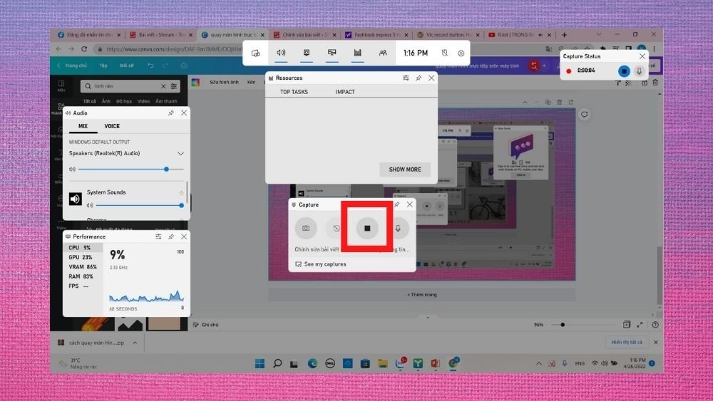Nút Stop Recording trên Xbox Game Bar