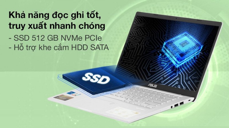 Ổ cứng SSD NVMe PCIe tốc độ cao trên laptop Asus Vivobook