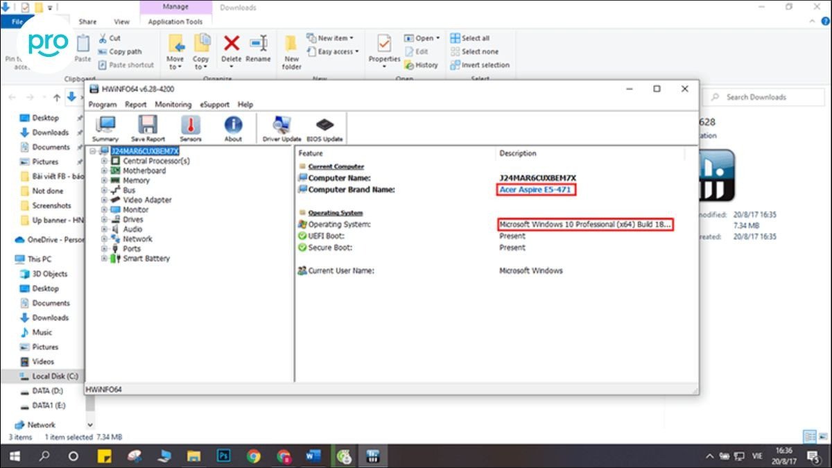 Phần mềm bên thứ ba như HWiNFO giúp kiểm tra chi tiết thông tin và ngày sản xuất laptop
