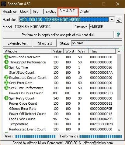 phần mềm đo nhiệt độ laptop SpeedFan hiển thị thông số