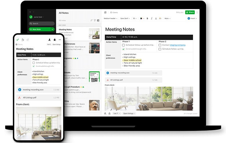 Phần mềm ghi chú Evernote trên laptop
