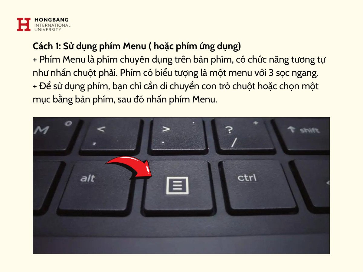 Phím Menu trên bàn phím máy tính xách tay biểu tượng menu ngữ cảnh