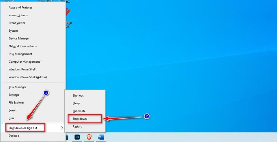 phím tắt Windows X để tắt máy tính laptop Dell