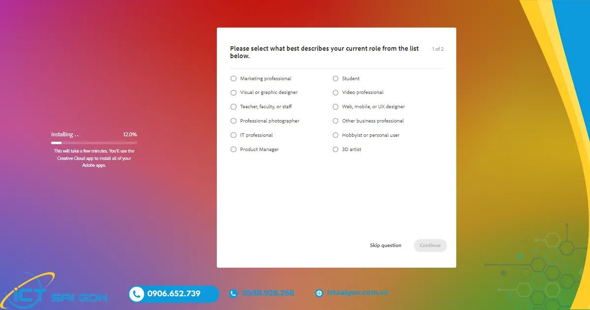 Quá trình cài đặt Adobe Creative Cloud tự động