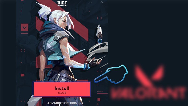 Quá trình cài đặt Valorant trên máy tính, click Install