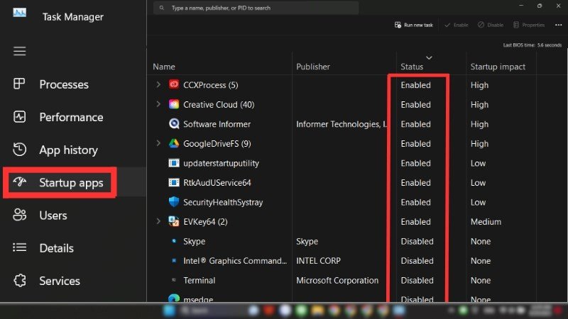 Quản lý ứng dụng khởi động để tránh laptop khởi động lại quá lâu