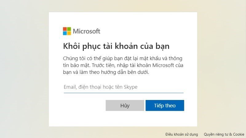 Quy trình khôi phục mật khẩu tài khoản Microsoft