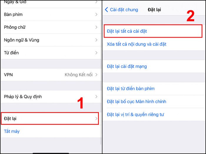 Reset lại cài đặt trên iPhone để sửa lỗi tai nghe AirPod bị lỗi 1 bên