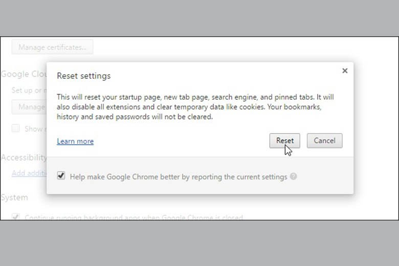 Reset lại trình duyệt web trên laptop Asus