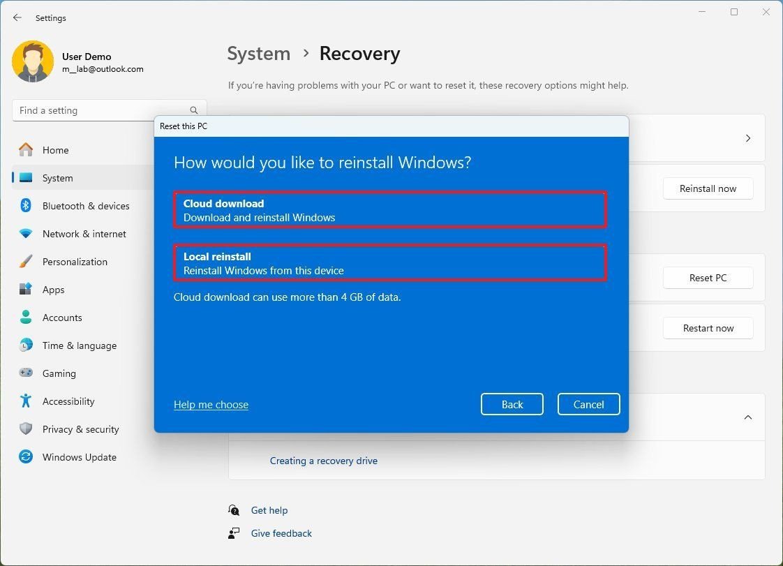 Reset laptop dell win11 3