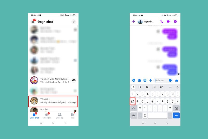 Sao chép phím a còng trên messenger