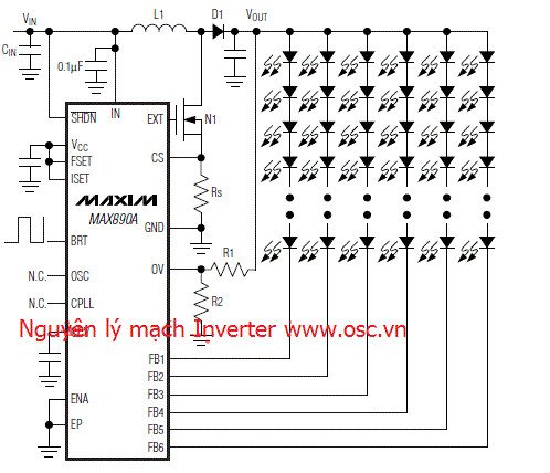 Sơ đồ nguyên lý mạch Inverter điều khiển đèn LED Backlight trên màn hình laptop
