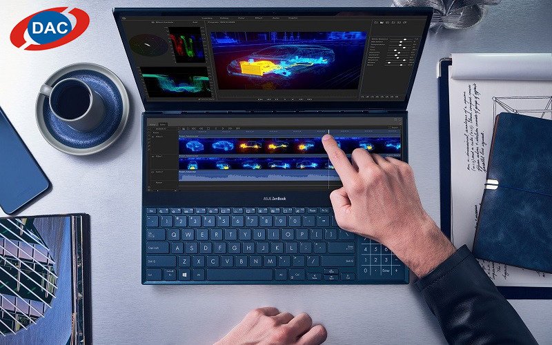 Sơ đồ tổng quan cấu tạo của laptop Dell với các bộ phận chính được minh họa rõ ràng