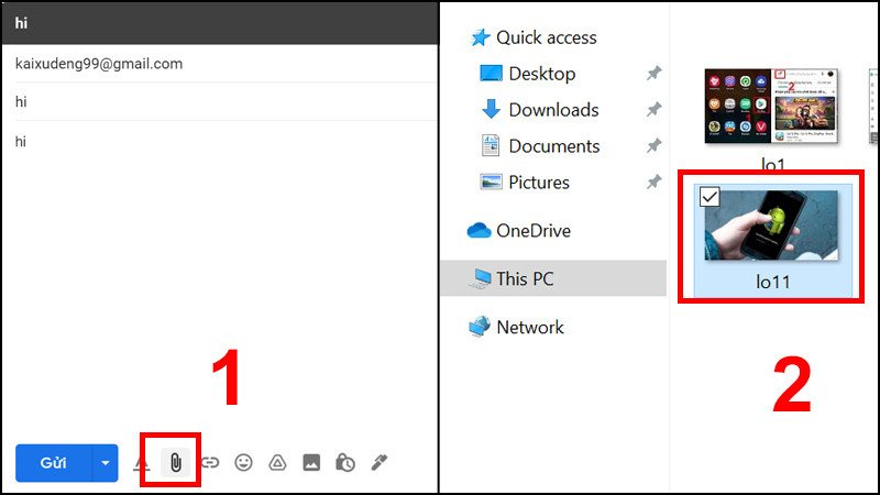 Soạn email và đính kèm ảnh trên laptop để chuyển ảnh sang iPhone