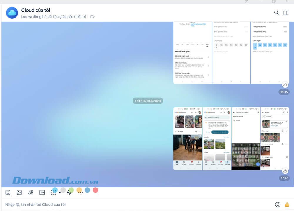 Sử dụng Cloud của tôi để đồng bộ dữ liệu Zalo