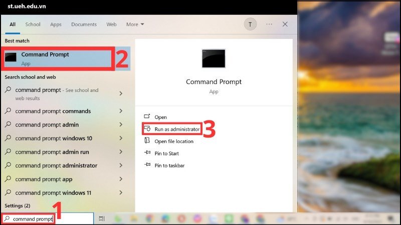 Sử dụng Command Prompt để cấu hình kết nối mạng trên laptop
