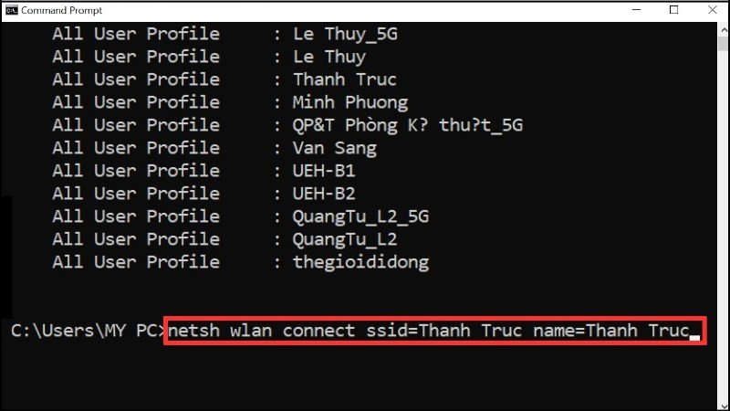 Sử dụng Command Prompt để kết nối Wi-Fi