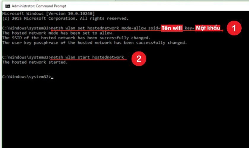Sử dụng Command Prompt để khởi động hosted network và phát Wifi từ laptop Windows 10