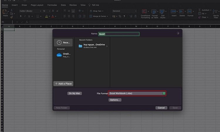 Sử dụng Command S để lưu file Excel trên MacBook