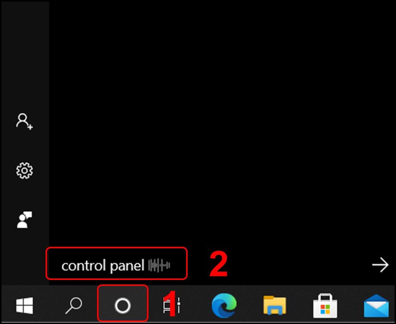 Sử dụng Cortana để mở Control Panel trên laptop