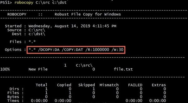 Sử dụng lệnh Robocopy trong Command Prompt để di chuyển dữ liệu trên laptop