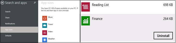 Sử dụng PC Settings trên Windows 8/8.1 để quản lý và xóa ứng dụng Modern.