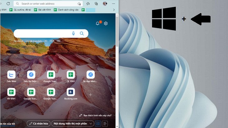 Sử dụng phím tắt Windows + Mũi tên để nhanh chóng tách màn hình laptop