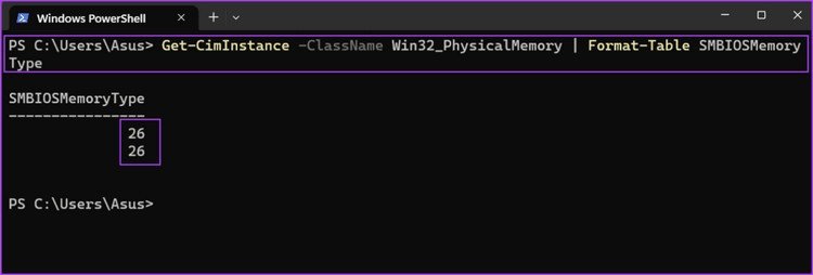 Sử dụng PowerShell để xem loại RAM qua mã số