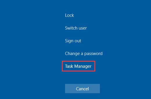 Sử dụng tổ hợp phím Ctrl Alt Delete để mở Task Manager khi laptop gặp lỗi màn hình đen