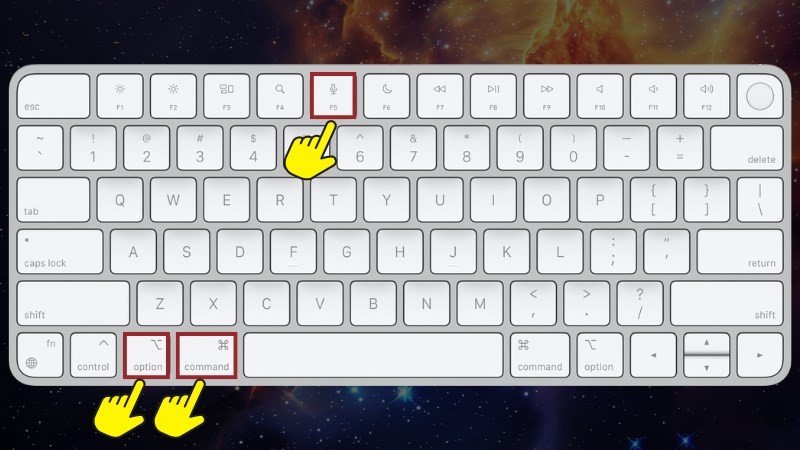 Sử dụng tổ hợp phím tắt để mở bàn phím trợ năng trên Macbook