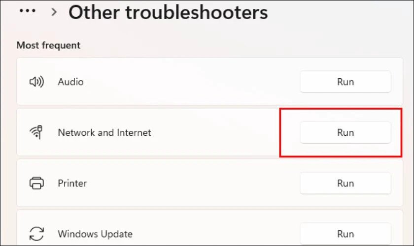 Sử dụng trình gỡ rối Network and Internet trên Windows 11