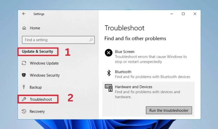 Sử dụng Troubleshoot để khắc phục lỗi touchpad trên Lenovo