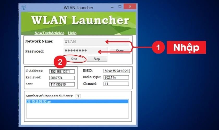 Sử dụng Wlan Launcher để phát Wifi từ máy tính Windows 10