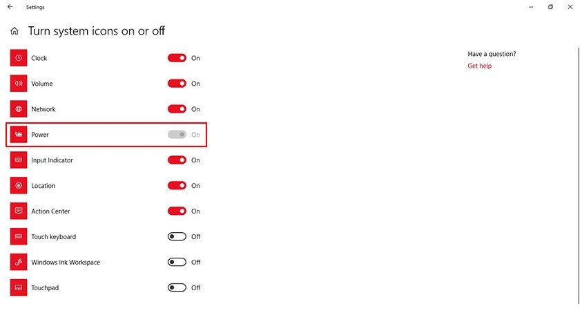 Sửa lỗi biểu tượng pin bị xám không thể kích hoạt